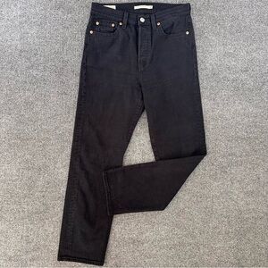 Levi’s Women’s Wedgie Straight Denim Jeans Black Wash High Rise Button Fly 26x28